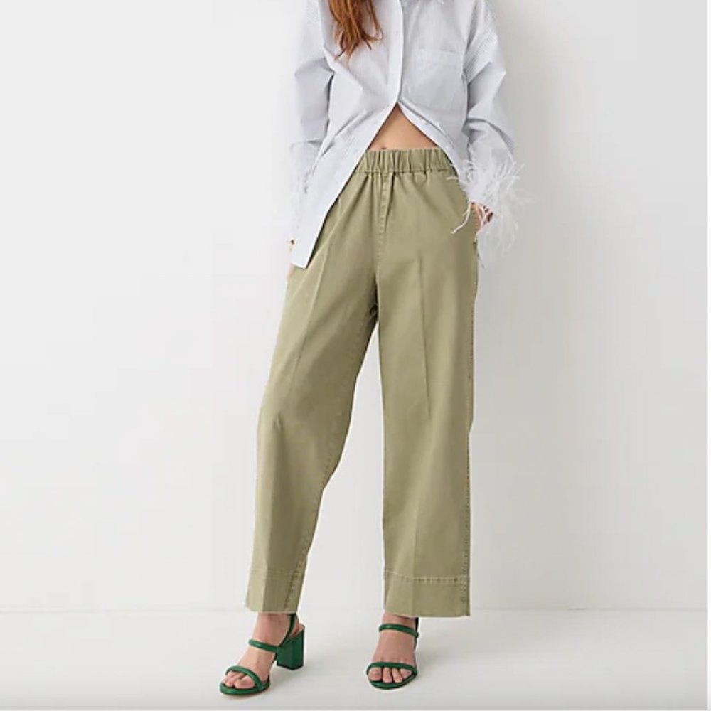 J. Crew Astrid wide-leg chino pant - 2 pairs, Olive Sand and Deep Chocolate